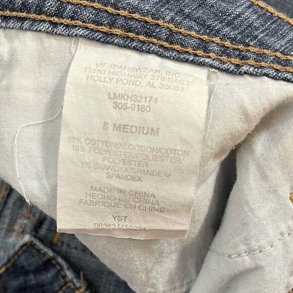 Lee Y2K Mid-rise Bootcut 8 Medium Wash Jeans Denim Patch Back pockets Retro - Picture 4 of 9